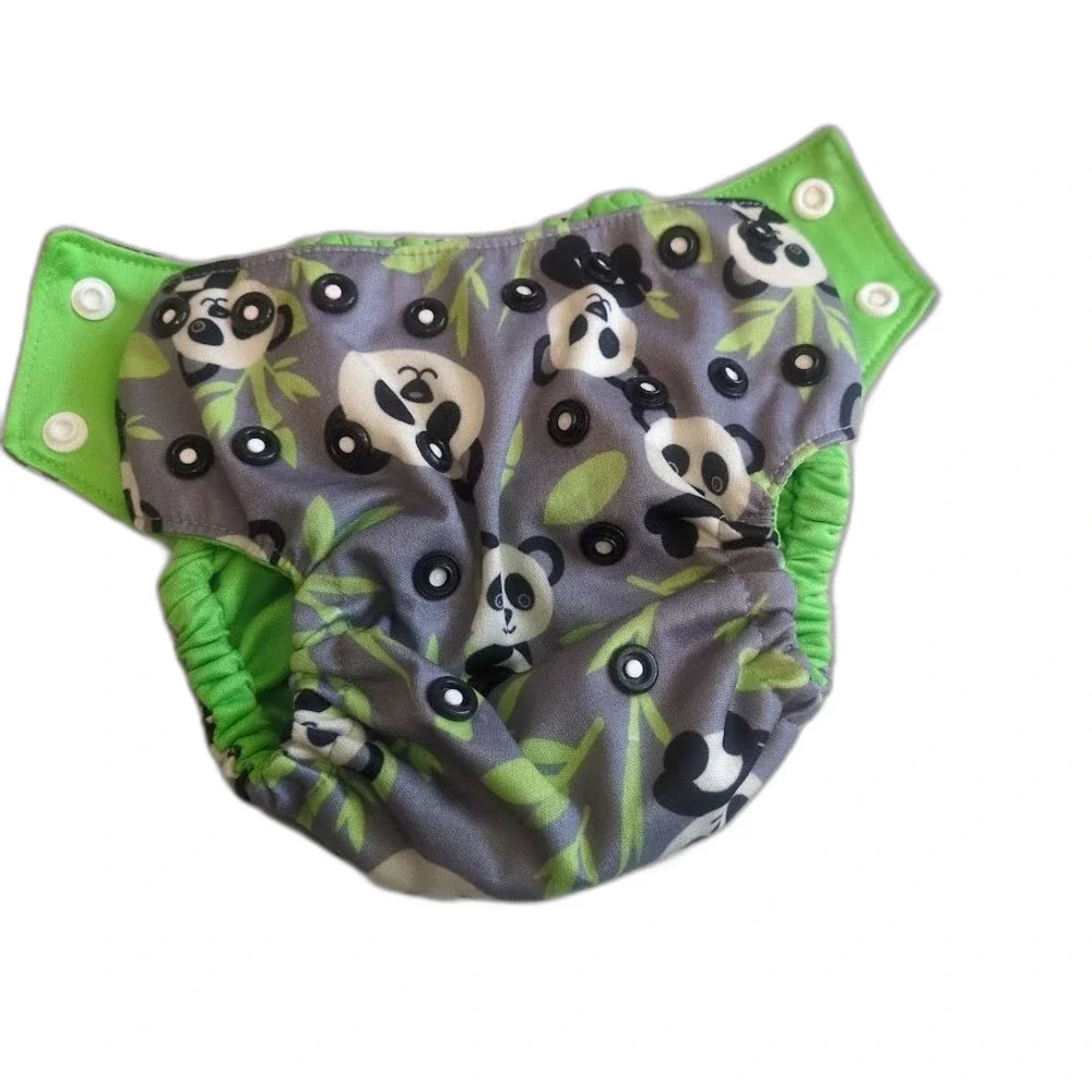Ella Bella Bum Custom Pocket Cloth Diaper Small Panda Gray No Insert